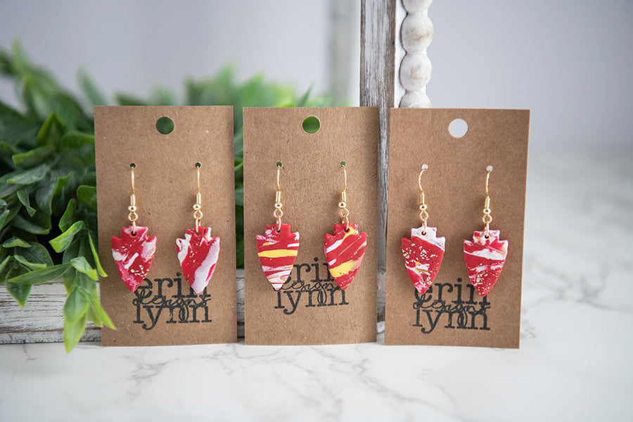 Cole | Red Yellow and White Marble Small Arrowhead