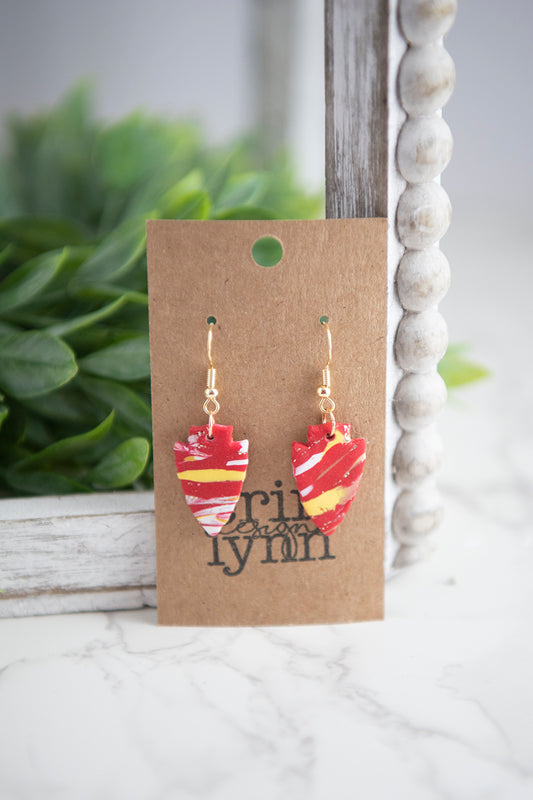 Cole | Red Yellow and White Marble Small Arrowhead